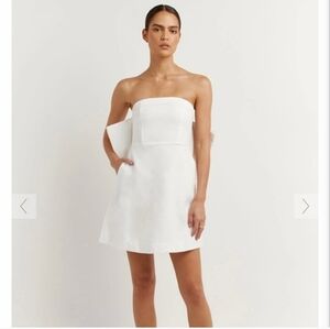 DISSH Aisle White Linen Back Bow Dress Size 8 NWT NEW